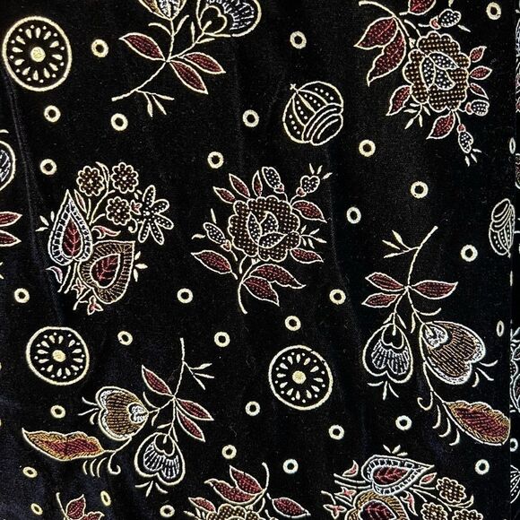 Vintage Norton McNaughton Black Floral Velvet Metallic Brocade Blazer Size 6 - Picture 8 of 10